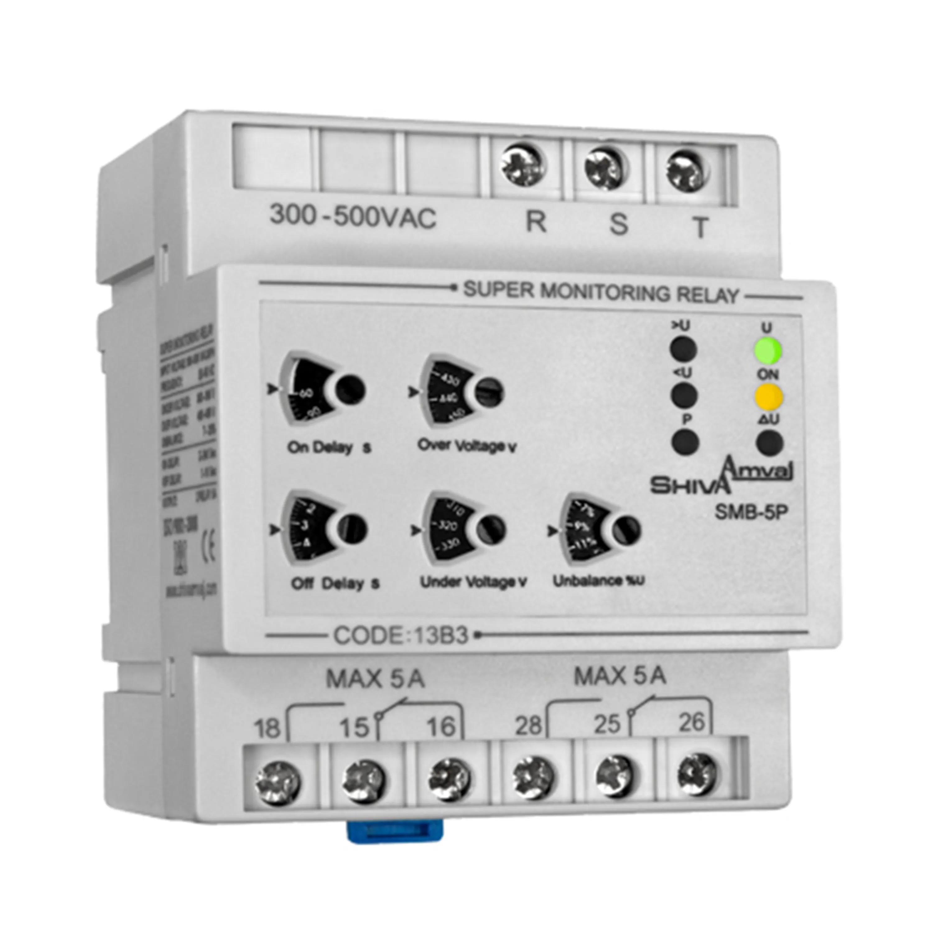 عکس سوپر کنترل فاز بدون نول شیوا امواج مدل SMB-5P نصب شده روی تابلو برق