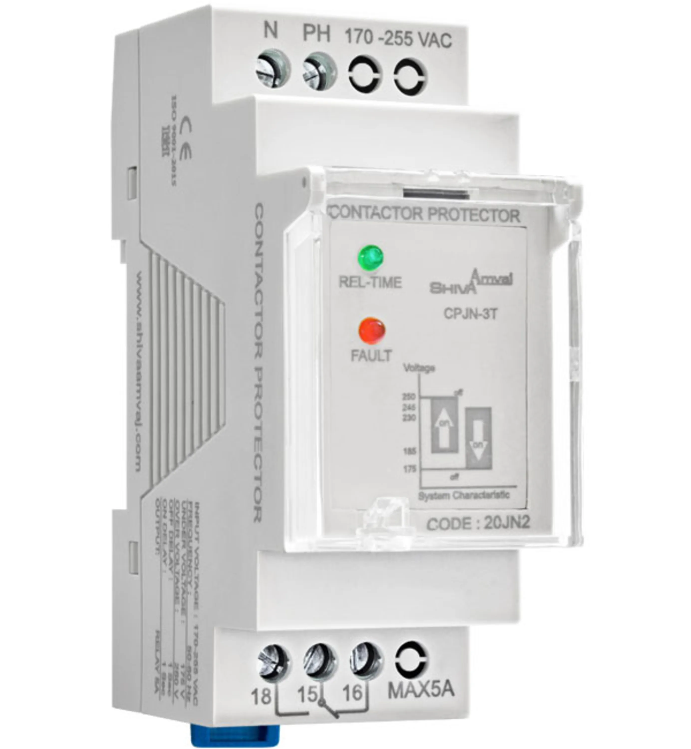 محافظ کنتاکتور 180S سری N(کنترل فاز تک فاز) شیوا امواج مدل CPJN-T180