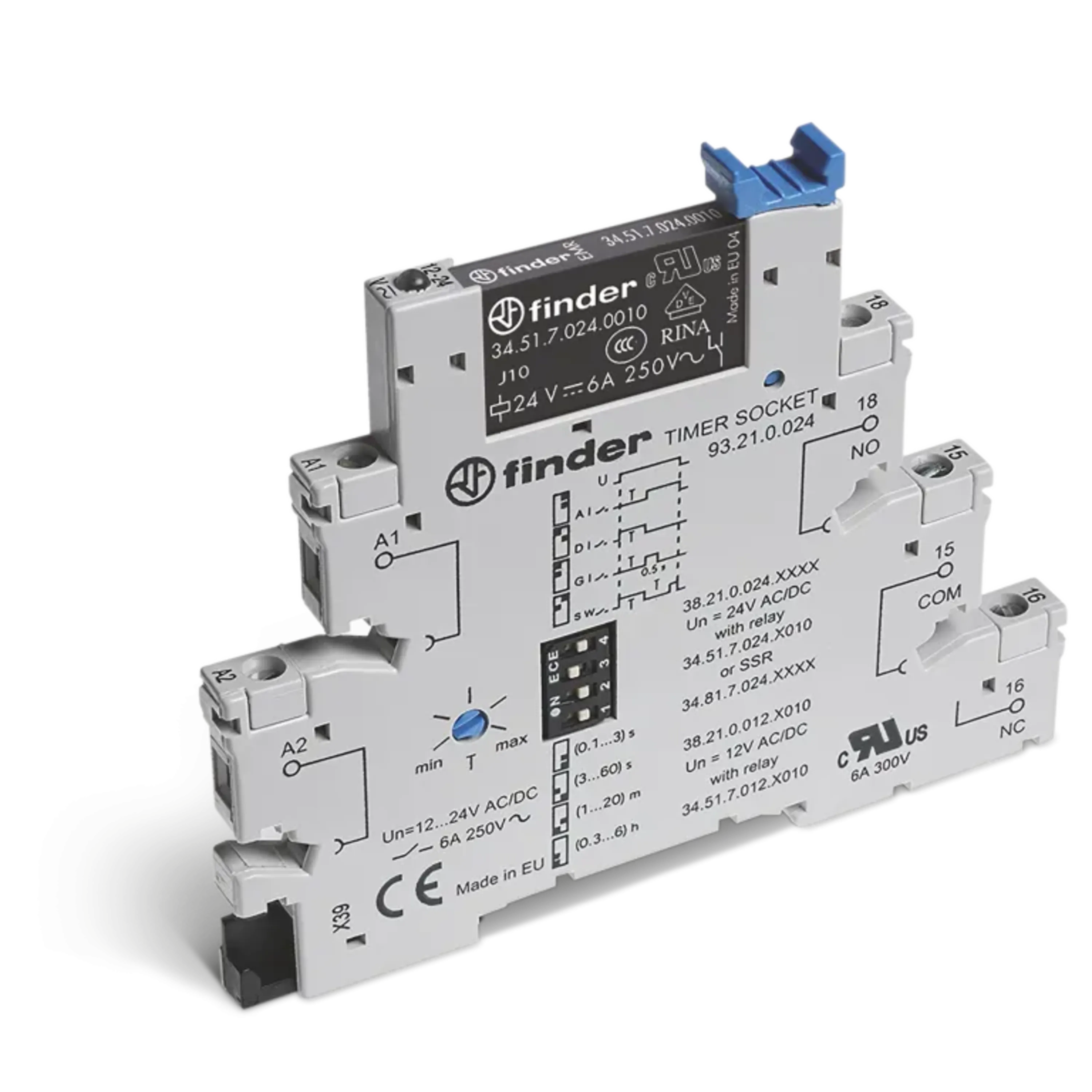 تایمر فوق باریک 24ولت AC/DC فیندر با شناسه فنی 382100240060 PLC