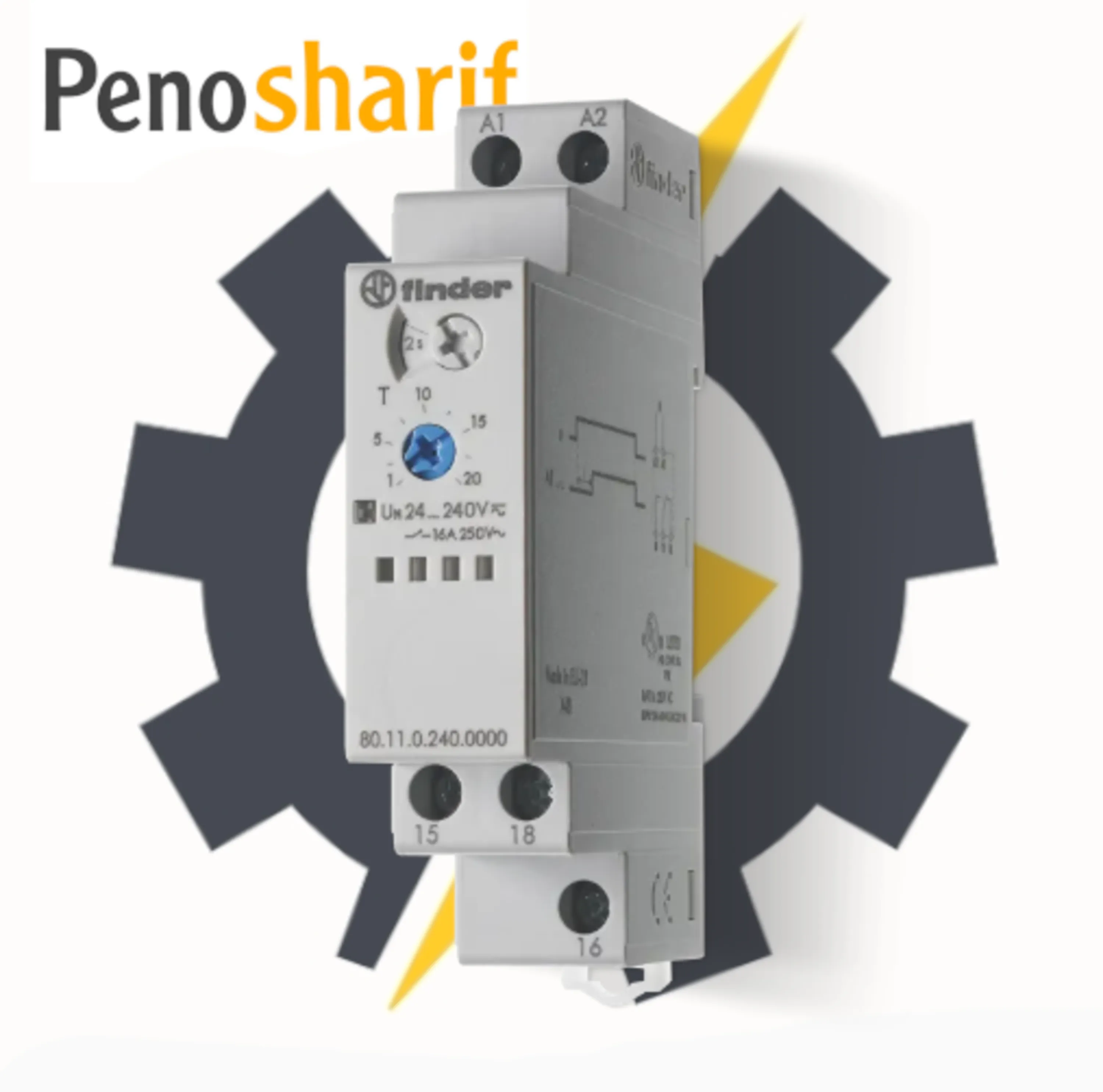 تایمر فیندر تک کنتاکت 16آمپر نصب بر ریل DC/AC Delay/ON با شناسه فنی 801102400000