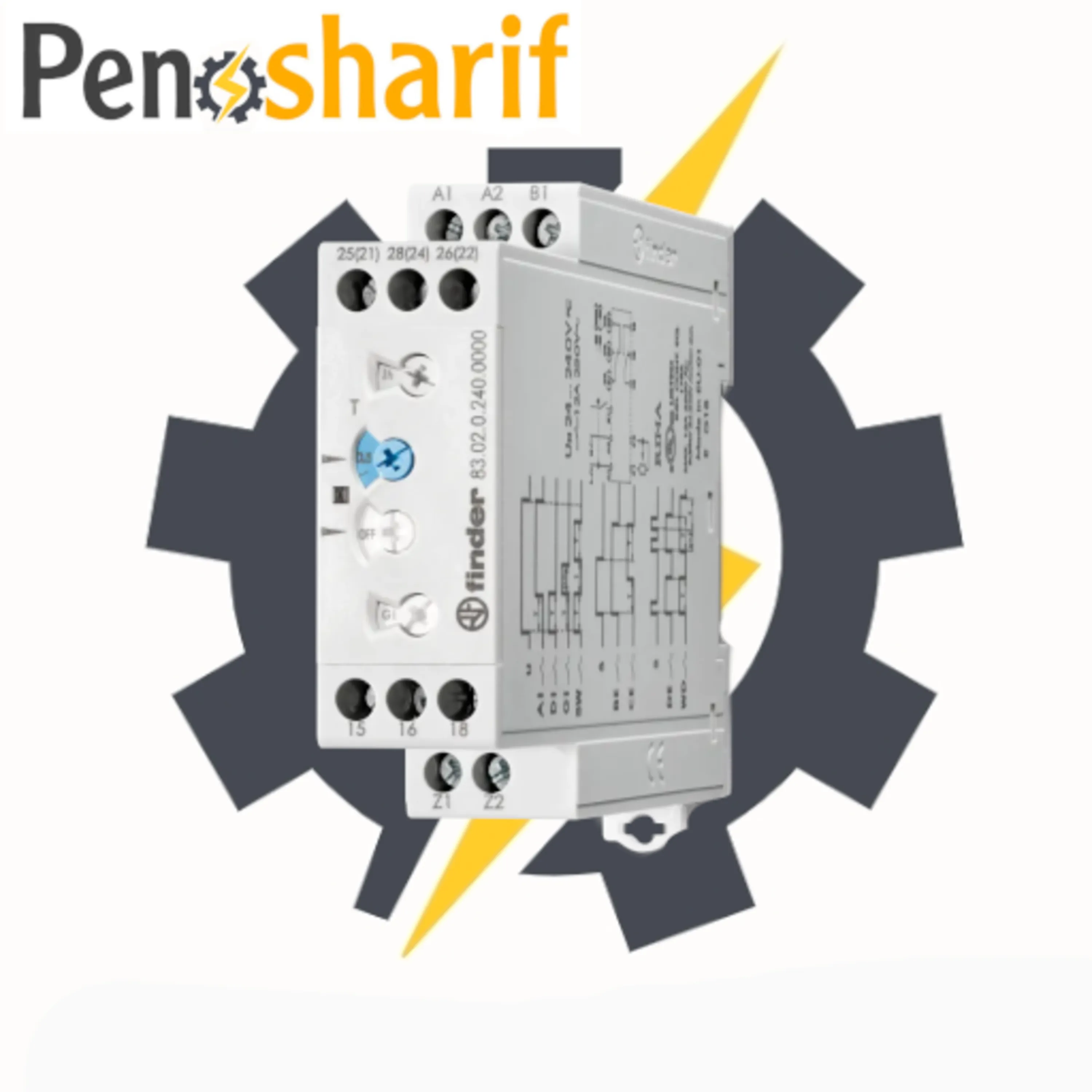 تایمر فیندر مولتی فانکشن مولتی ولتاژ 10 روزه دو کنتاکت -قابلیت تنظیم با پتانسیومتر با شناسه فنی 830202400000