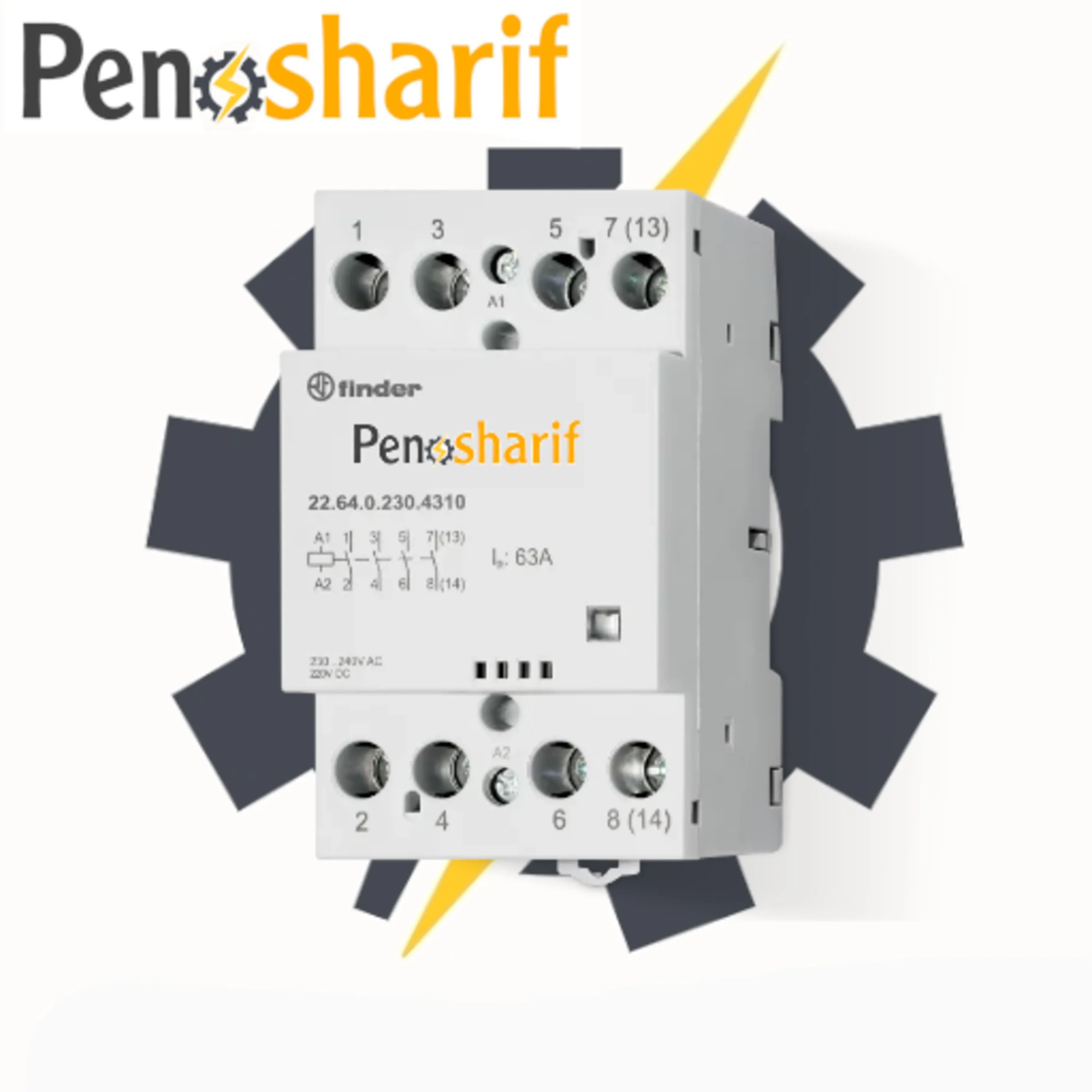 کنتاکتور فیندر بی صدا,سه فاز , NO,4 A63 با شناسه فنی 226402304310